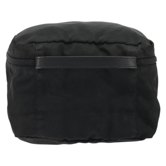 PRADA Vanity Pouch Nylon Black Silver Auth 175305