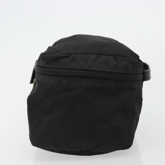 PRADA Vanity Pouch Nylon Black Silver Auth 175305