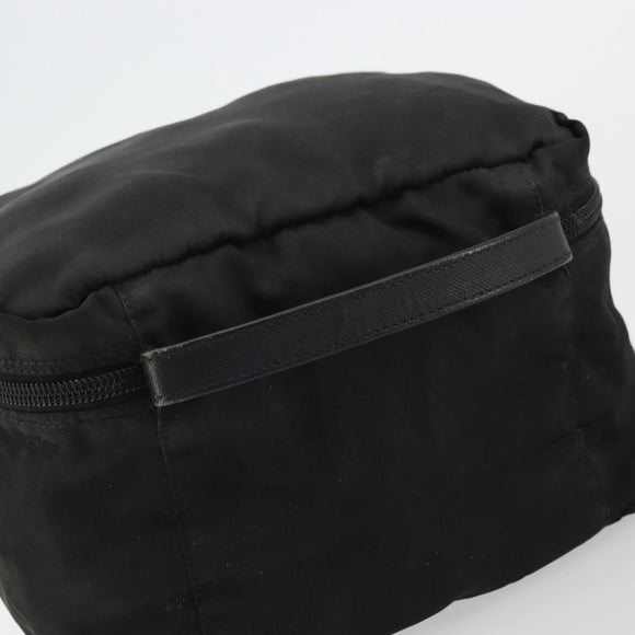 PRADA Vanity Pouch Nylon Black Silver Auth 175305