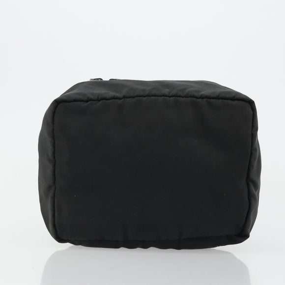 PRADA Vanity Pouch Nylon Black Silver Auth 175305