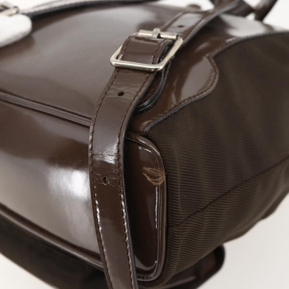 GUCCI Bamboo Backpack Nylon Brown Silver 003 1998 0030 Auth 175306