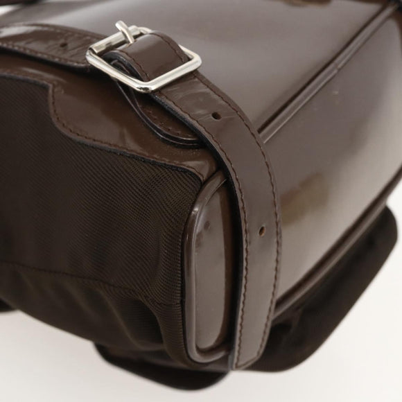 GUCCI Bamboo Backpack Nylon Brown Silver 003 1998 0030 Auth 175306
