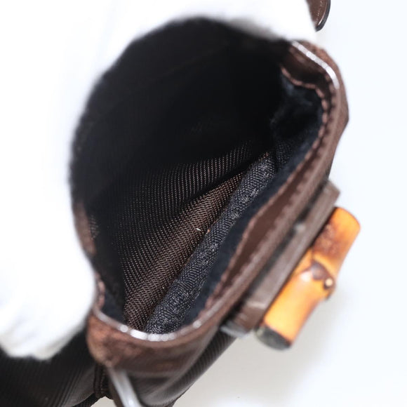GUCCI Bamboo Backpack Nylon Brown Silver 003 1998 0030 Auth 175306