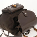 GUCCI Bamboo Backpack Nylon Brown Silver 003 1998 0030 Auth 175306-6