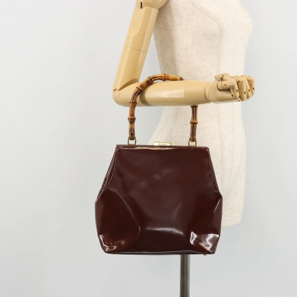 GUCCI Bambus Handtasche Lackleder Braun Gold 000 781 0295 Orig. 175307