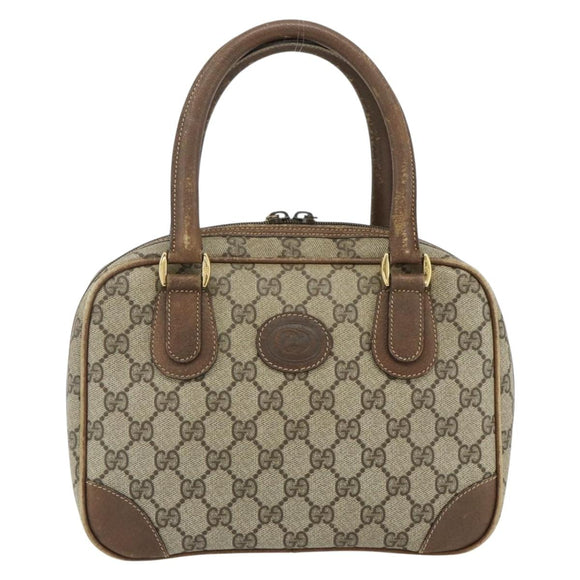 GUCCI GG Supreme Hand Bag PVC Beige Gold 000 58 0090 Auth 175308