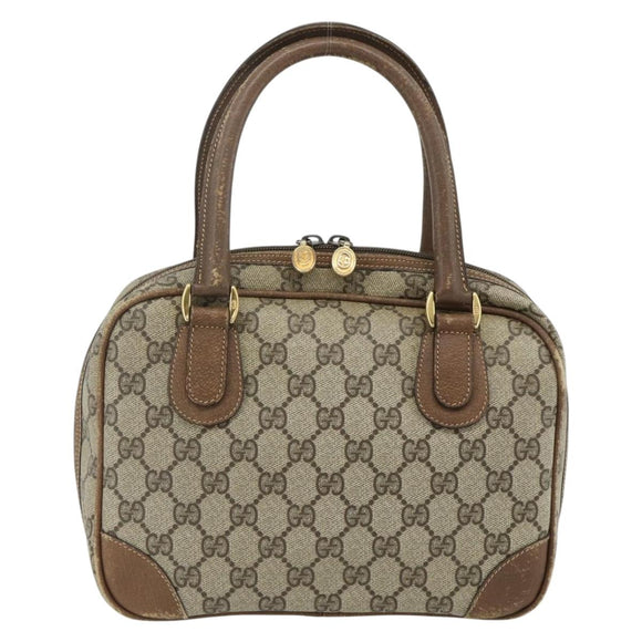 GUCCI GG Supreme Hand Bag PVC Beige Gold 000 58 0090 Auth 175308