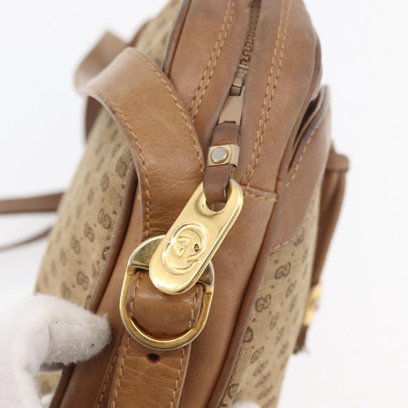 GUCCI Micro GG Supreme Shoulder Bag PVC Beige Gold Auth 175309