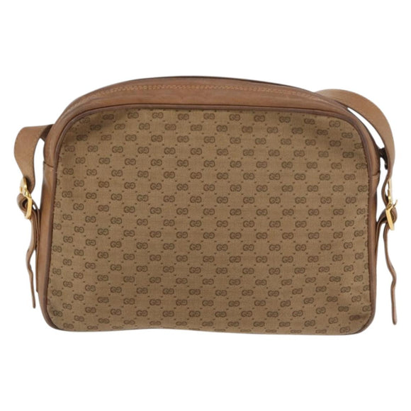 GUCCI Micro GG Supreme Shoulder Bag PVC Beige Gold Auth 175309