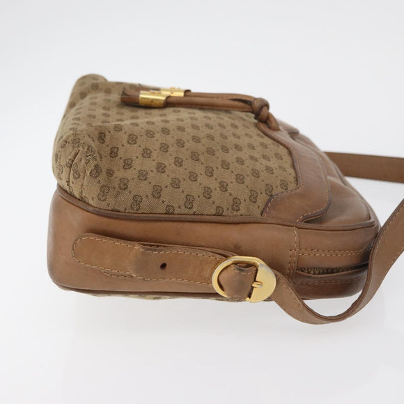 GUCCI Micro GG Supreme Shoulder Bag PVC Beige Gold Auth 175309