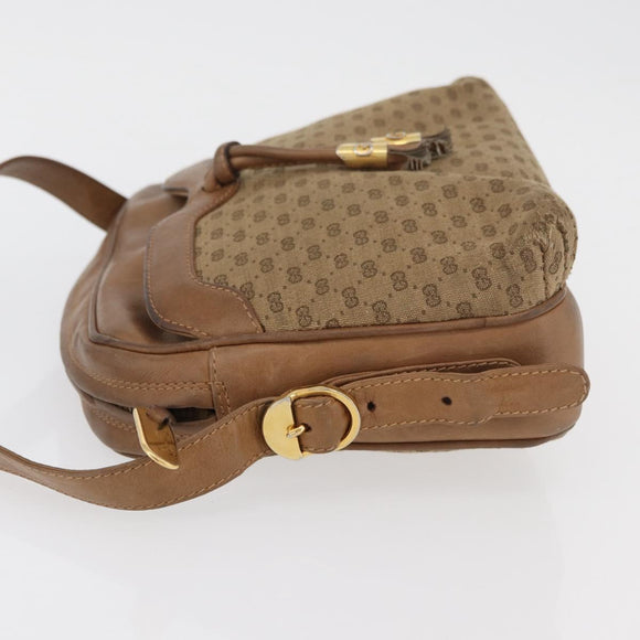 GUCCI Micro GG Supreme Shoulder Bag PVC Beige Gold Auth 175309