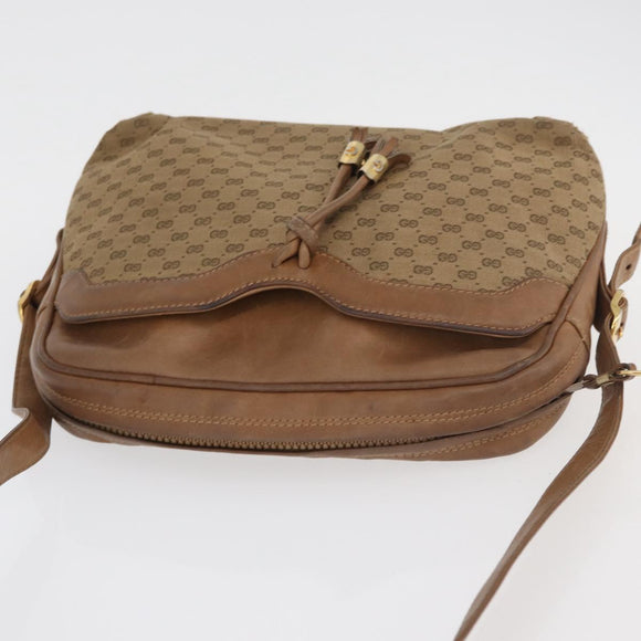 GUCCI Micro GG Supreme Shoulder Bag PVC Beige Gold Auth 175309