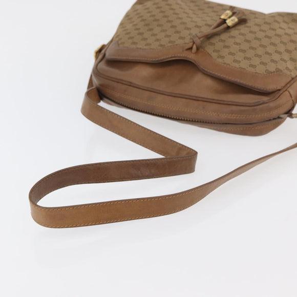 GUCCI Micro GG Supreme Shoulder Bag PVC Beige Gold Auth 175309