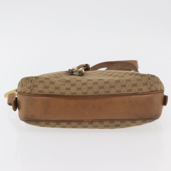 GUCCI Micro GG Supreme Shoulder Bag PVC Beige Gold Auth 175309