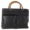 GUCCI Bamboo Tote Bag Leather Black Gold 002 123 0322 Auth 175311-1
