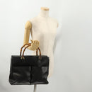 GUCCI Bamboo Tote Bag Leather Black Gold 002 123 0322 Auth 175311-21