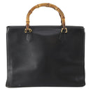 GUCCI Bamboo Tote Bag Leather Black Gold 002 123 0322 Auth 175311-2