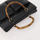 GUCCI Bamboo Tote Bag Leather Black Gold 002 123 0322 Auth 175311-6
