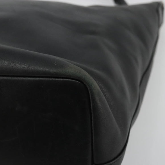 GUCCI Bamboo Shoulder Bag Leather Black Silver Auth 175312