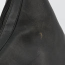 GUCCI Bamboo Shoulder Bag Leather Black Silver Auth 175312-10