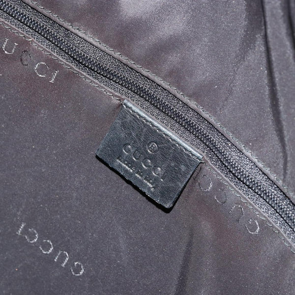 GUCCI Bamboo Shoulder Bag Leather Black Silver Auth 175312