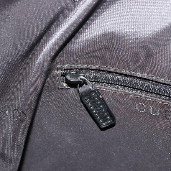 GUCCI Bamboo Shoulder Bag Leather Black Silver Auth 175312