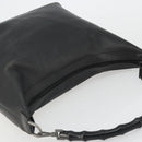 GUCCI Bamboo Shoulder Bag Leather Black Silver Auth 175312-6