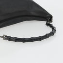 GUCCI Bamboo Shoulder Bag Leather Black Silver Auth 175312-7