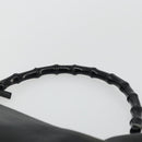 GUCCI Bamboo Shoulder Bag Leather Black Silver Auth 175312-14