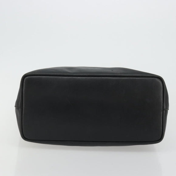 GUCCI Bamboo Shoulder Bag Leather Black Silver Auth 175312
