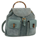 GUCCI Bamboo Backpack Suede Green Gold Auth 175320-1