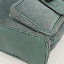 GUCCI Bamboo Backpack Suede Green Gold Auth 175320-15