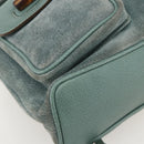 GUCCI Bamboo Backpack Suede Green Gold Auth 175320-16
