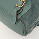 GUCCI Bamboo Backpack Suede Green Gold Auth 175320-17