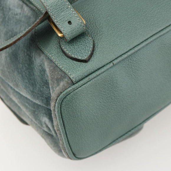 GUCCI Bamboo Backpack Suede Green Gold Auth 175320