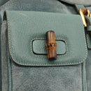 GUCCI Bamboo Backpack Suede Green Gold Auth 175320-18