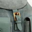 GUCCI Bamboo Backpack Suede Green Gold Auth 175320-19