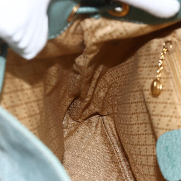 GUCCI Bamboo Backpack Suede Green Gold Auth 175320