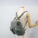 GUCCI Bamboo Backpack Suede Green Gold Auth 175320-26