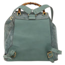 GUCCI Bamboo Backpack Suede Green Gold Auth 175320-2