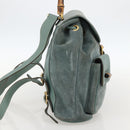 GUCCI Bamboo Backpack Suede Green Gold Auth 175320-3