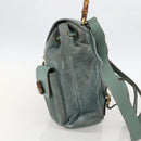 GUCCI Bamboo Backpack Suede Green Gold Auth 175320-4