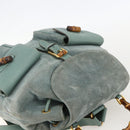 GUCCI Bamboo Backpack Suede Green Gold Auth 175320-6