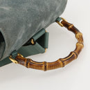 GUCCI Bamboo Backpack Suede Green Gold Auth 175320-7