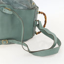 GUCCI Bamboo Backpack Suede Green Gold Auth 175320-9