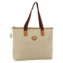 GUCCI GG Plus Supreme Web Sherry Line Tote Bag PVC White Red Green Auth 175321-1