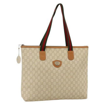 GUCCI GG Plus Supreme Web Sherry Line Tote Bag PVC White Red Green Auth 175321