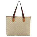 GUCCI GG Plus Supreme Web Sherry Line Tote Bag PVC White Red Green Auth 175321-2