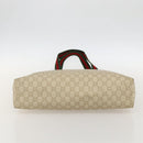 GUCCI GG Plus Supreme Web Sherry Line Tote Bag PVC White Red Green Auth 175321-5