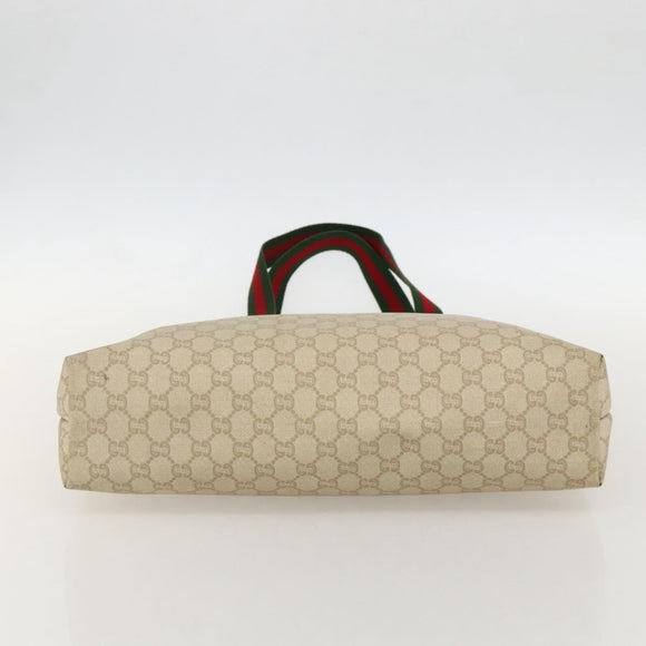 GUCCI GG Plus Supreme Web Sherry Line Tote Bag PVC White Red Green Auth 175321